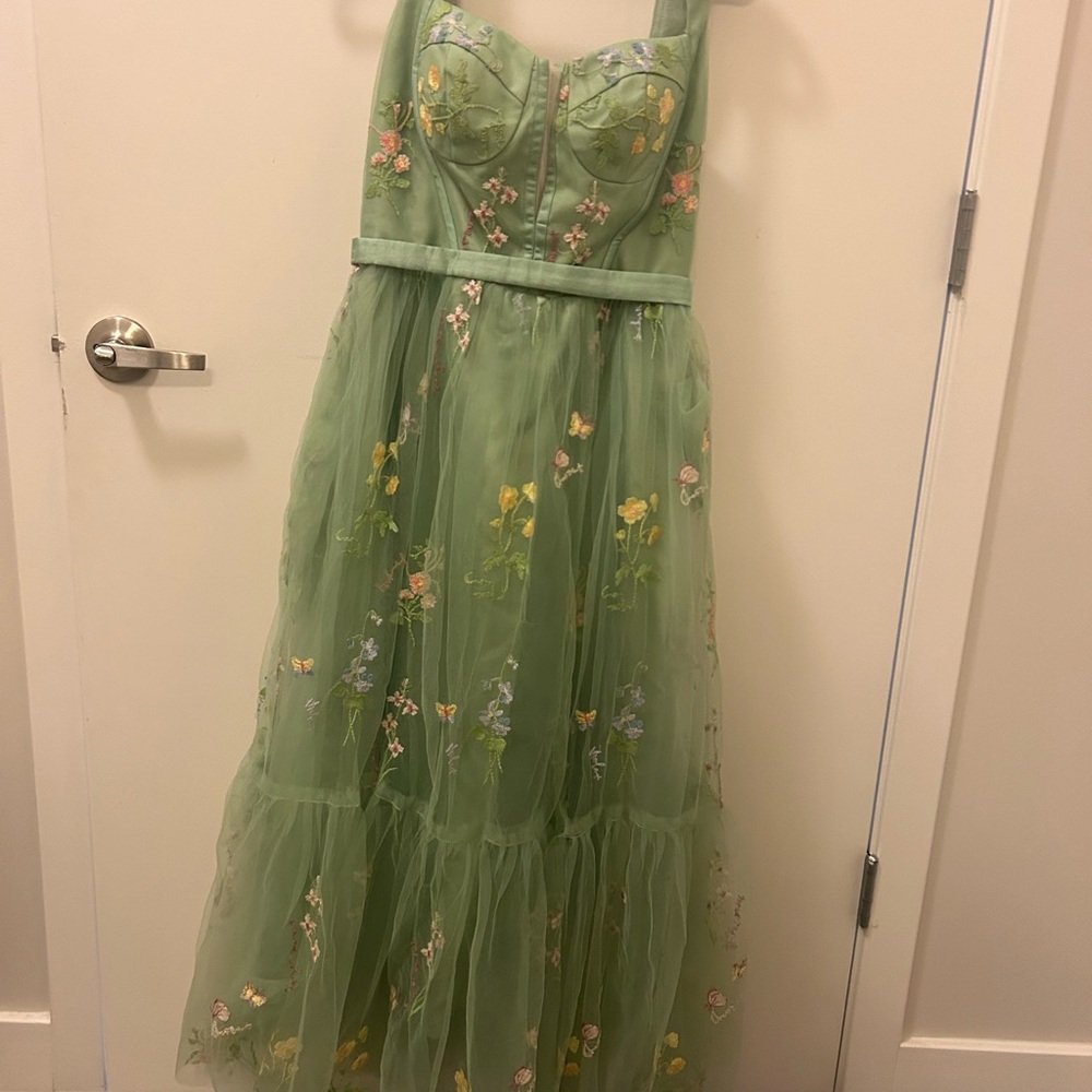 Floral Green Tulle Dress